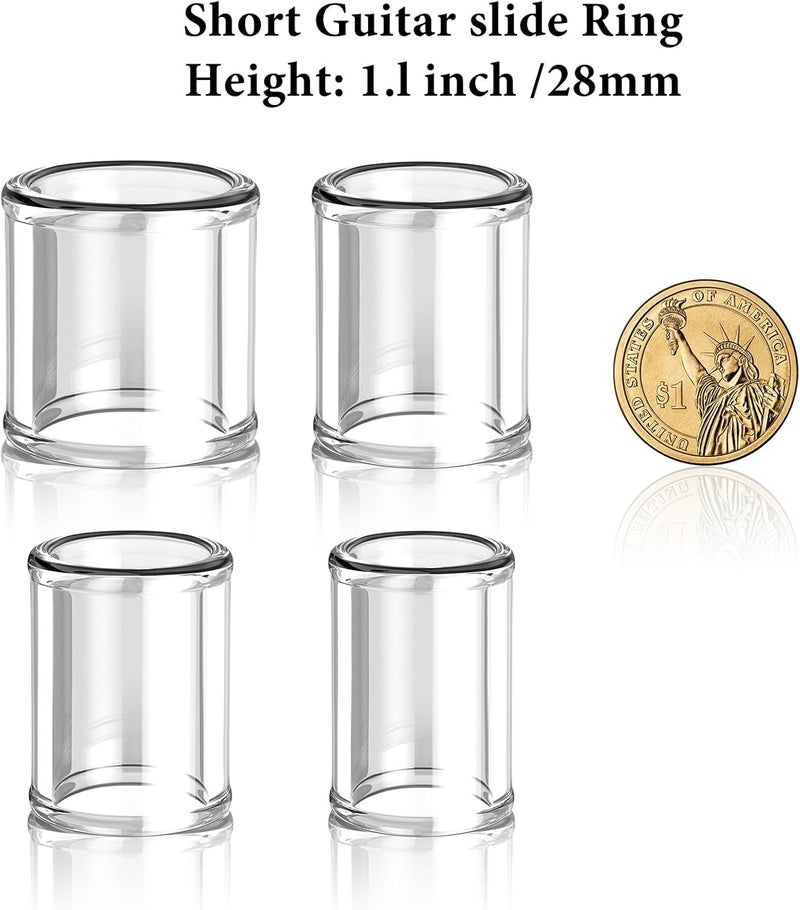 LIFEHIM 8pcs Short Glass Guitar Slide for Electric and Acoustic Resonator Guitars, Multisize Slide Guitar Long 28mm Guitar Finger Slide Ring Kit - Image 4